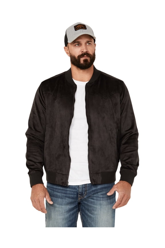 Men's Faux Suede Bomber Jacket Charcoal