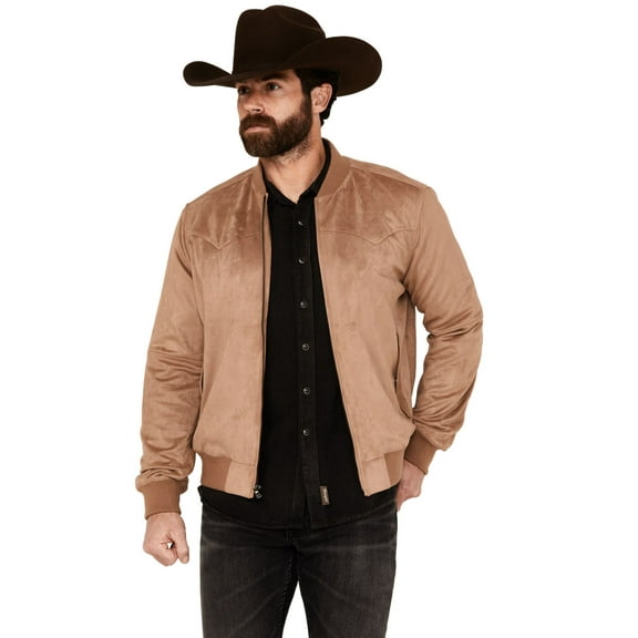 Moonshine Spirit Men's Flight Plan Faux Suede Bomber Jacket Tan