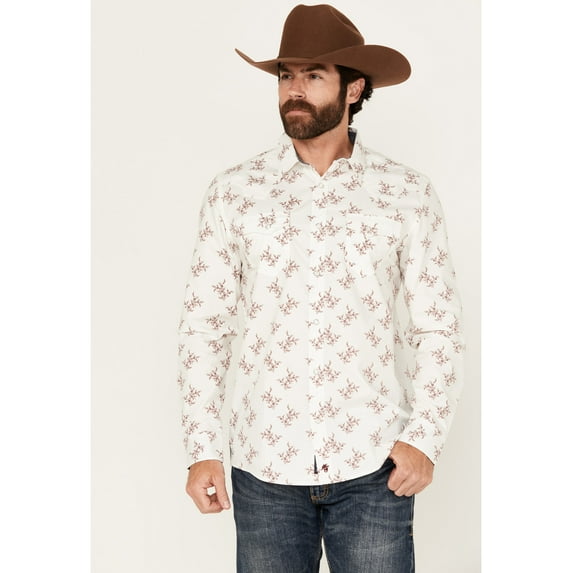 Moonshine Spirit Men's In The Light Floral Print Long Sleeve Snap Western Shirt - MSFA24W25-CRM Medium