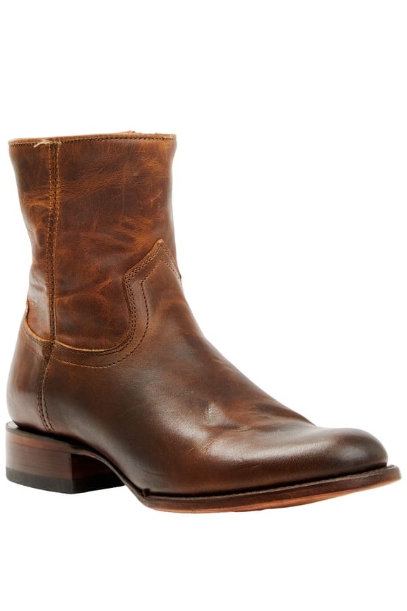 Men's Pancho 8" Zipper Western Boot Medium Toe Brown 10 D