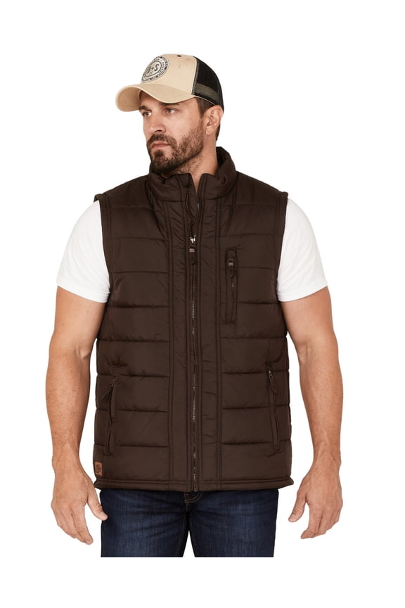 Men's Pine Straw Puffer Vest Brown X-Large US