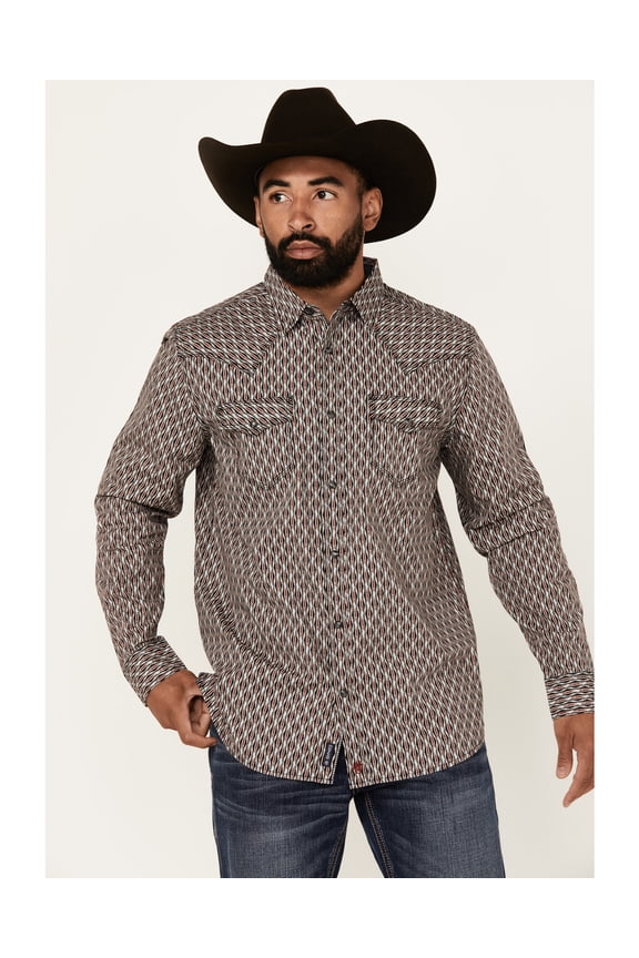 Men's Sunset Geo Print Long Sleeve Snap Western Shirt - MSSU24W52-GY Medium