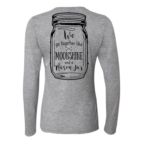 Moonshine and a Mason Jar Valentine's Day Women's Long Sleeve T-Shirt-Heather-Small