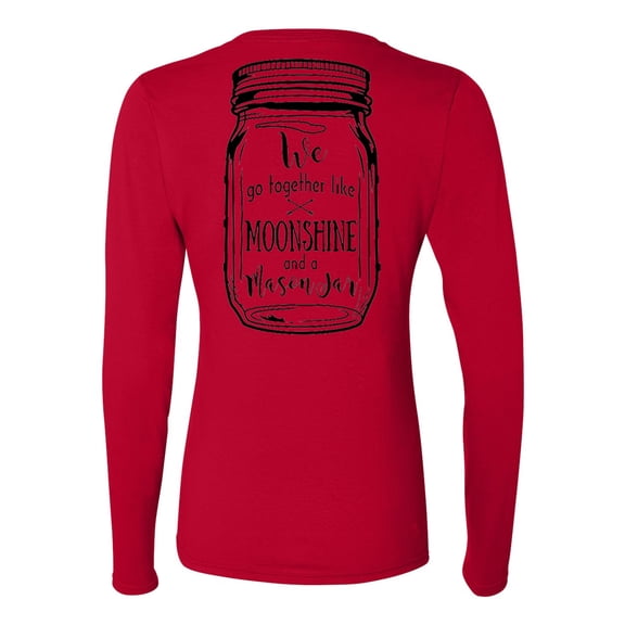 Moonshine and a Mason Jar Valentine's Day Women's Long Sleeve T-Shirt-Red-Small
