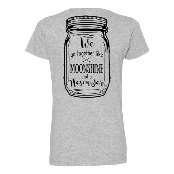 Moonshine and a Mason Jar Valentine's Day Women's V-Neck Short Sleeve T-Shirt-Heather-Medium