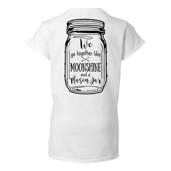 Moonshine and a Mason Jar Valentine's Day Women's V-Neck Short Sleeve T-Shirt-White-Small