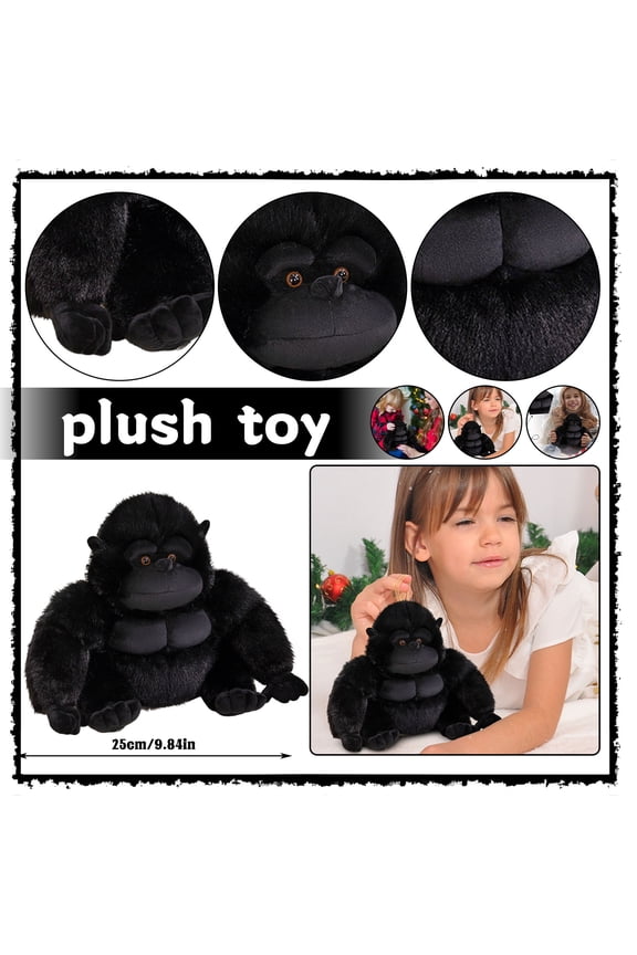 0.5lb Plush Gorilla Stuffed Figure 10 in for Jungle Wildlife Educational Display and Soft Room Decor