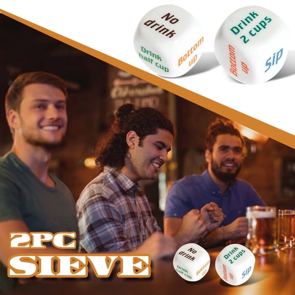 Moonsky 1.0 Inch English Drinking Game Dice Acrylic Party Fun Game Accessories for Adults Night Out 2/6 Piece Dice