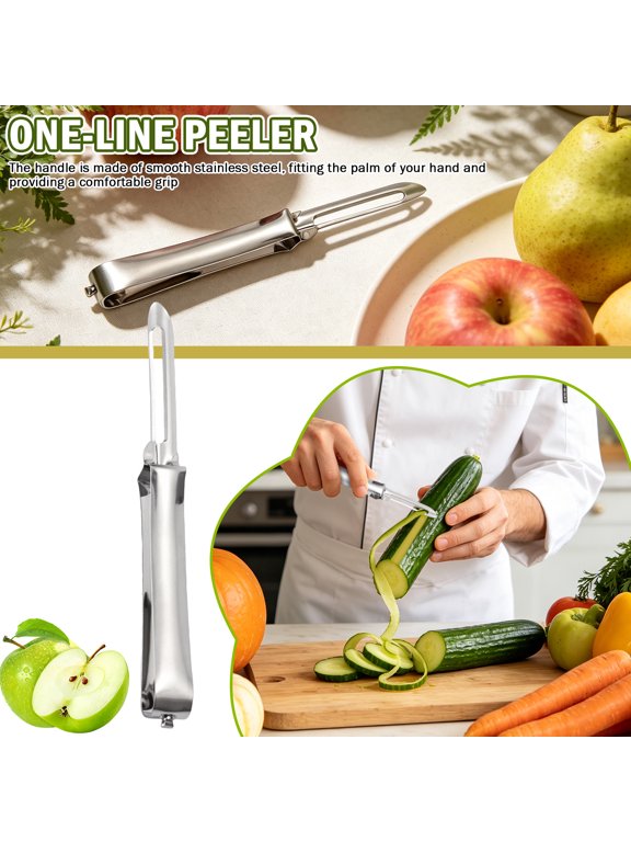 2-Pack Stainless Steel Vegetable Peeler 6.69" Ultra Sharp Straight Peeler for Potatoes, Apples, and Cucumbers Durable Ergonomic Metal Fruit Peeler Set for Kitchen Prep (2 Count)