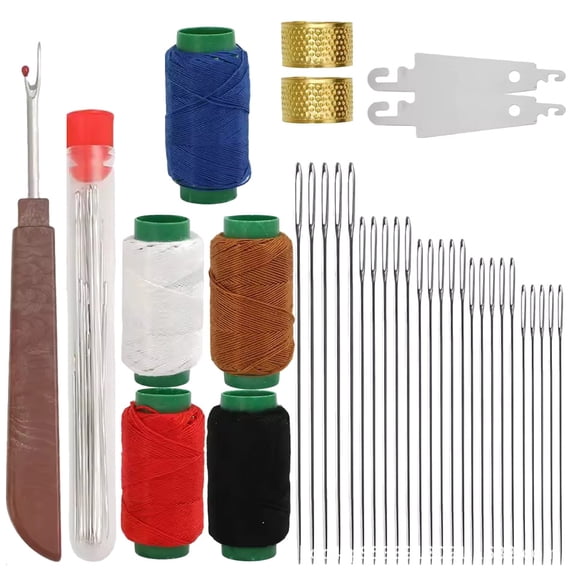 Moonsky 36-Piece Big Eye Steel Sewing Needle Kit, Professional Hand Sewing Set with Thimble and Seam Ripper for Adults, 1-Set