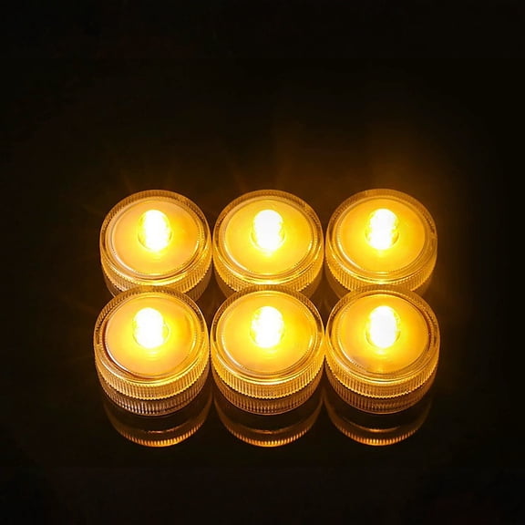 Moonsky 6PCS Submersible LED Candle Lights Round Waterproof Tea Lights set Yellow 6PCS