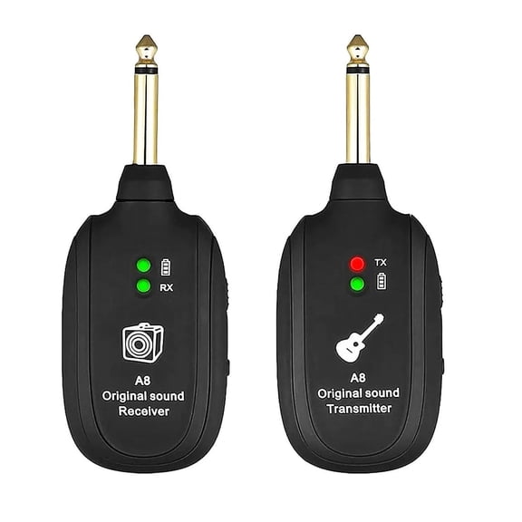 Moonsky A8 UHF Wireless Guitar Transmitter and Receiver Set, 730MHz Audio System with 164ft Range for Electric Guitar Bass Violin, 1-Set(1 transmitter, 1 receiver, 1 connection cable)