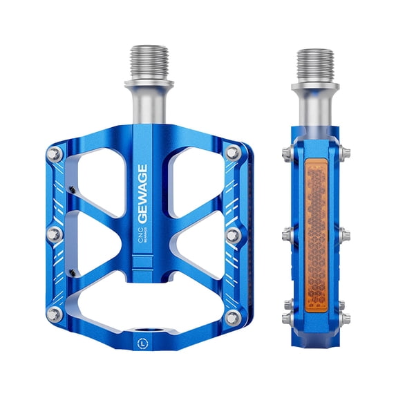 Moonsky Bike Pedals 9/16 Inch - Non-Slip Bicycle Pedals with Reflectors - 3 Sealed Bearings MTB Pedals Wide Platform Pedals for Mountain Bike, Road Bike Pedals-Blue