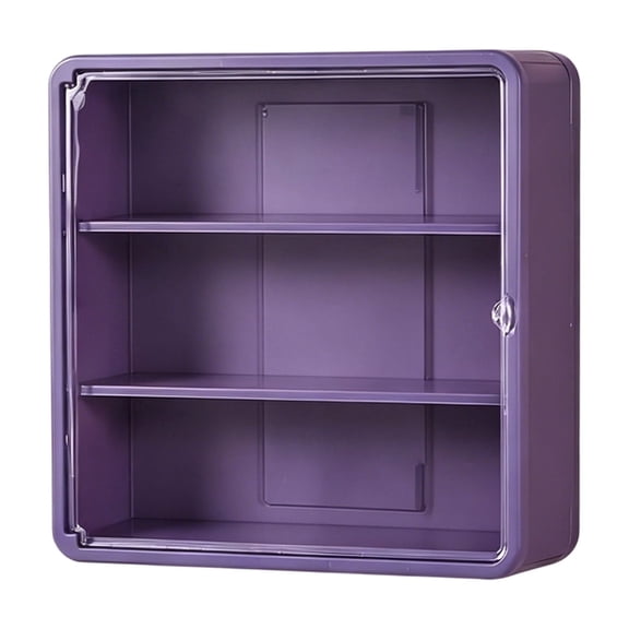 Moonsky Blind Box Display Case, Wall Mounted Clear Acrylic Organizer Shelf with Dustproof Door for Figures, Small Collectibles Storage Cabinet Purple