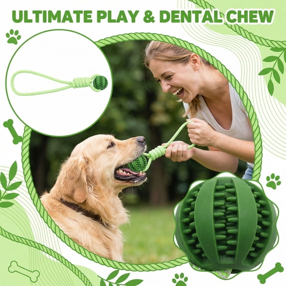 Moonsky Dog Rope Ball Toy, Durable Rubber Knot Ball for Aggressive Chewers and Molar Teeth Cleaning for Indoor Play