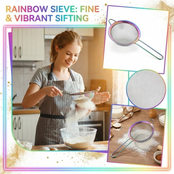 Moonsky Flour Sifter Sieve,Stainless Steel Handheld Mesh Strainer, for Baking Powder Tea Sugar Dusting, Silver