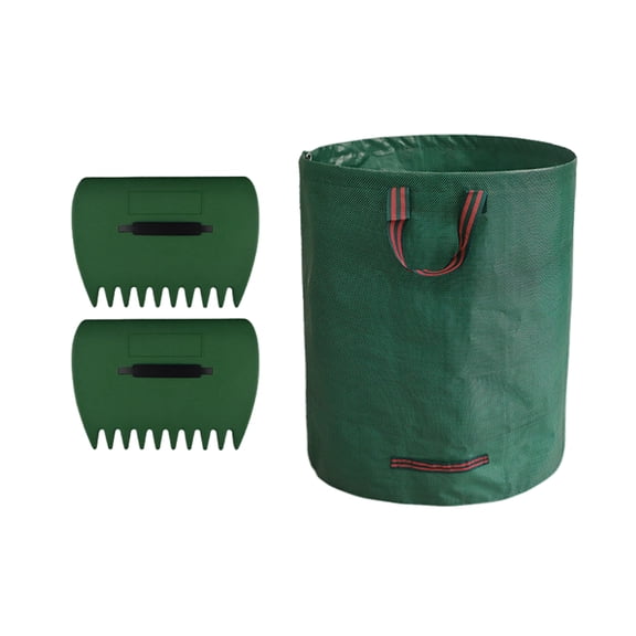 Moonsky Garden Waste Bags, 16 Gallon Heavy Duty Reusable Leaf Bags with Reinforced Handles for Lawn and Yard Debris, Reusable Container with Leaf Clip, 1-Set