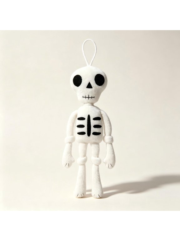 Hanging Skeleton Plush Ornament, Halloween Knitted Skeleton Stuffed Doll, Spooky Skeleton Hanging Decor for Door Window Tree Indoor Halloween Party Decorations