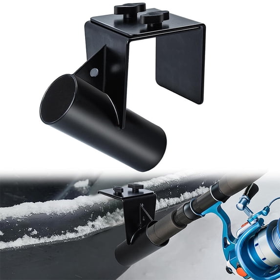 Moonsky Heavy-Duty Ice Fishing Sled Rod Holder – 1.5" Clamp-On Portable Fish Pole Rack for Ice Sleds & Utility Sleds – Adjustable, Hands-Free & Scratch-Free – Essential Ice Fishing Gear (Black)