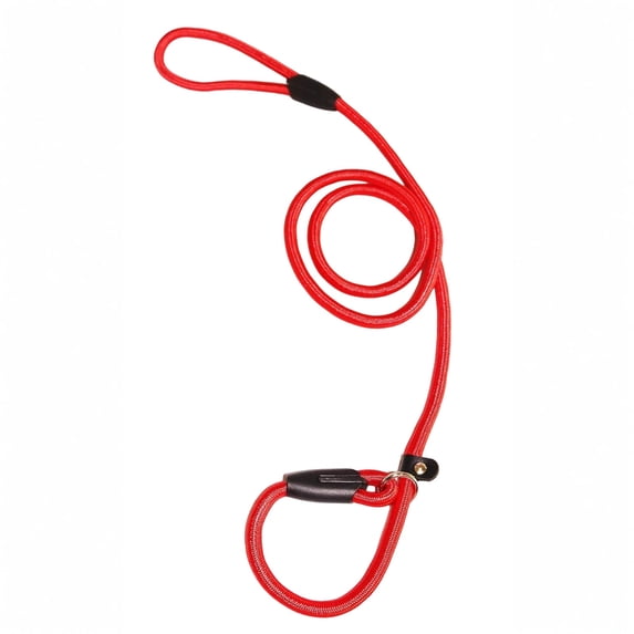 Moonsky Heavy Duty No-pull Pet Slip Lead Leash Adjustable Training Rope 0.24in Nylon Dog Leash for Outdoor Walk, Red