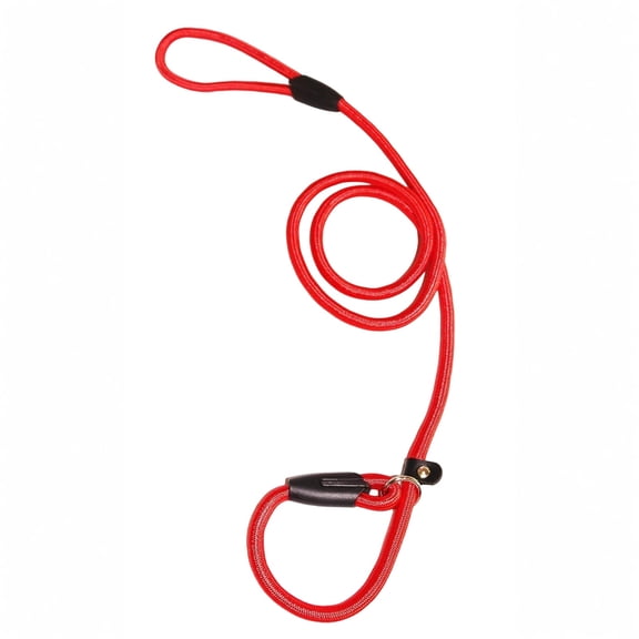 Moonsky Heavy Duty No-pull Pet Slip Lead Leash Adjustable Training Rope 0.24in Nylon Dog Leash for Outdoor Walk, Red