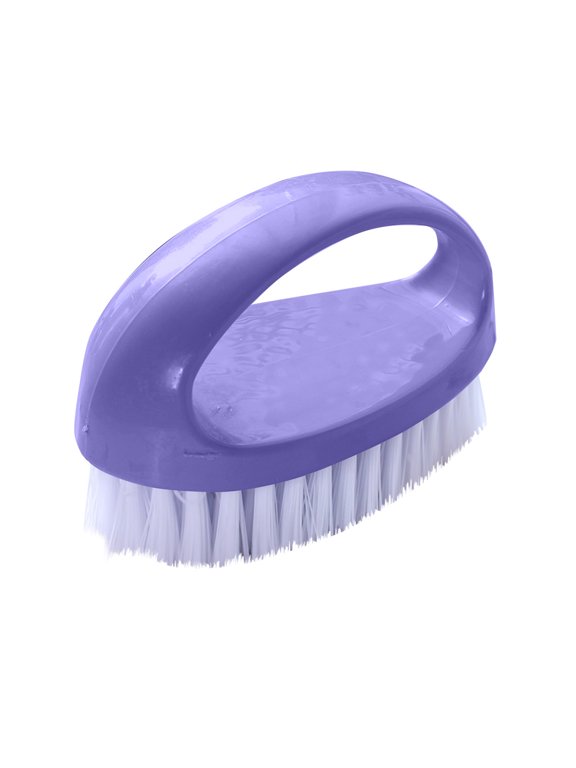 Heavy Duty Scrub Brush, Small Stiff Nylon Bristle Cleaning Brush for Deep Scrubbing, Multi-Purpose Household Scraper Tool, Purple