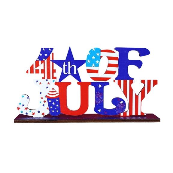 Moonsky Independence Day Wooden Ornament Patriotic Gnome Truck and Star Flag Decoration for 250th Anniversary Home D