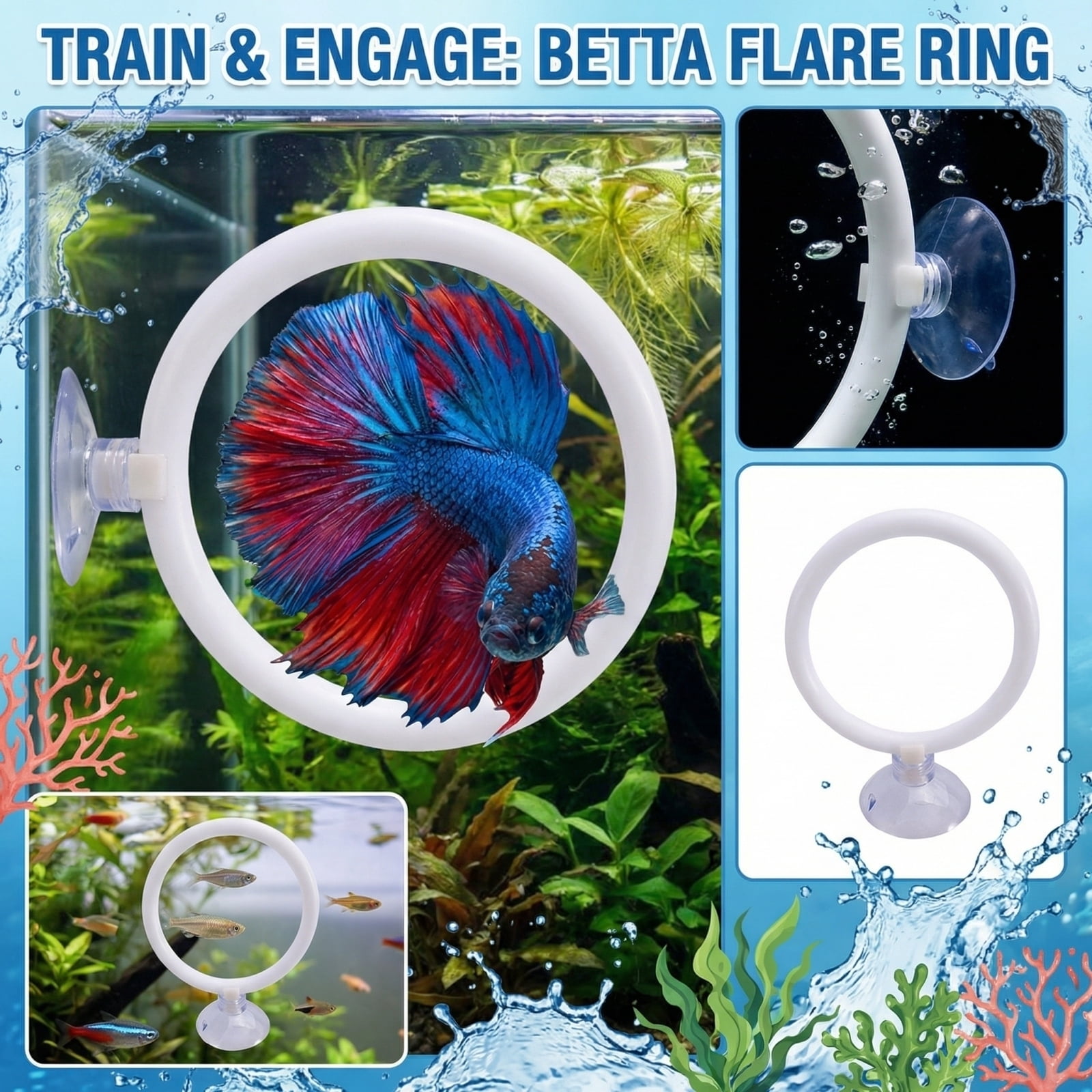Moonsky Interactive Goldfish Training Ring Silicone Fish Toy for Tank ...