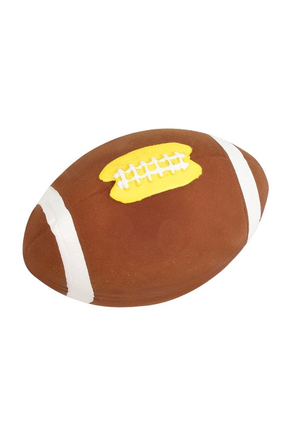 Latex Rugby Ball, Interactive Squeaky Cartoon Football Shape Toy for Outdoor Fetch and Indoor Play, Soft Rubber, Brown