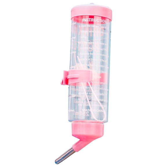 Moonsky Leak-proof Rolling Ball Rabbit Water Bottle Pet Drinking Kettle 8.5 OZ Plastic Dispenser for Small Animals, Pink
