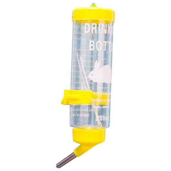 Moonsky Leak-proof Rolling Ball Rabbit Water Bottle Pet Drinking Kettle 8.5 OZ Plastic Dispenser for Small Animals, Yellow