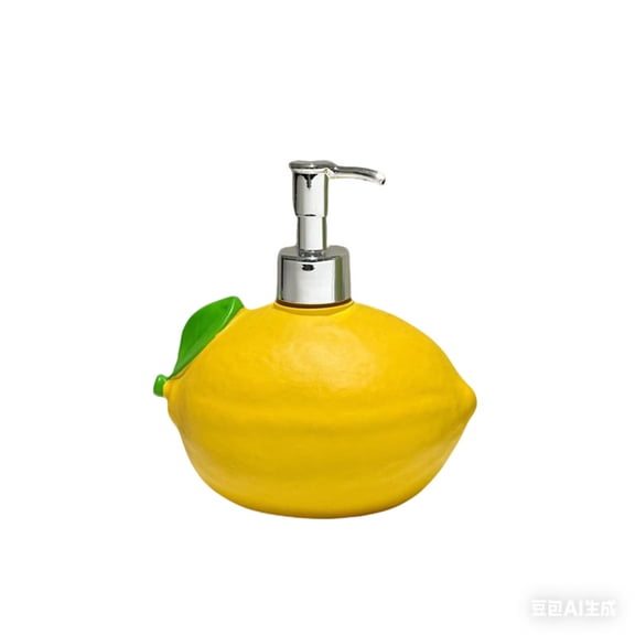 Moonsky Lemon Dispenser, Resin Citrus Soap Bottle, Fresh Yellow Design with Silver Pump for Kitchen Bathroom, Creative Home Gift