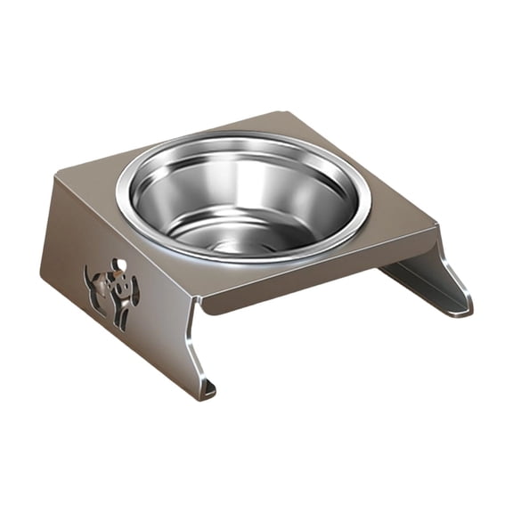 Moonsky Low Profile Elevated Cat Bowl, Stainless Steel Raised Food Dish for Small Dogs, Foldable Stand for Cervical Spine Protection