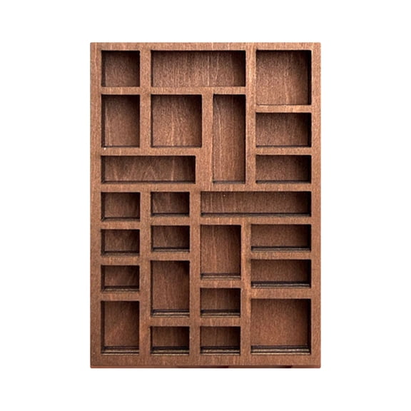 Moonsky Mineral Specimen Display Box, Solid Wood Multi-Grid, Desktop Organizer, Artistic Sample Showcase, Craft Supply Storage