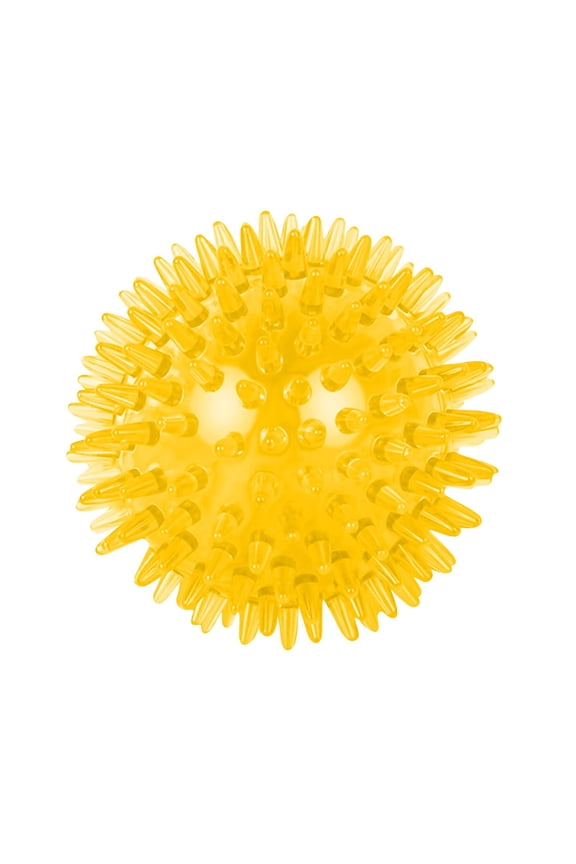Plastic 3.5 in Squeaky Spiky Ball with High Elasticity and Floating Feature for Pet Dental Care and Water Play, Yellow