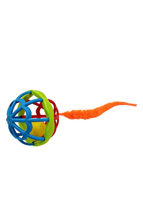 Plastic Caterpillar Cat Wand with Bell Ball and Elastic String for Interactive Chasing and Pet Exercise