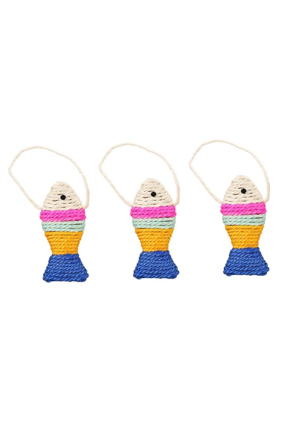 Plastic Sisal Fish Shape Cat Toy for Bite Resistant Chewing and Interactive Pet Claw Grinding Fun
