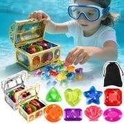 Moonsky Plastic Underwater Diving Game Set with Treasure Box and Jewels for Summer Pool and Beach Activities