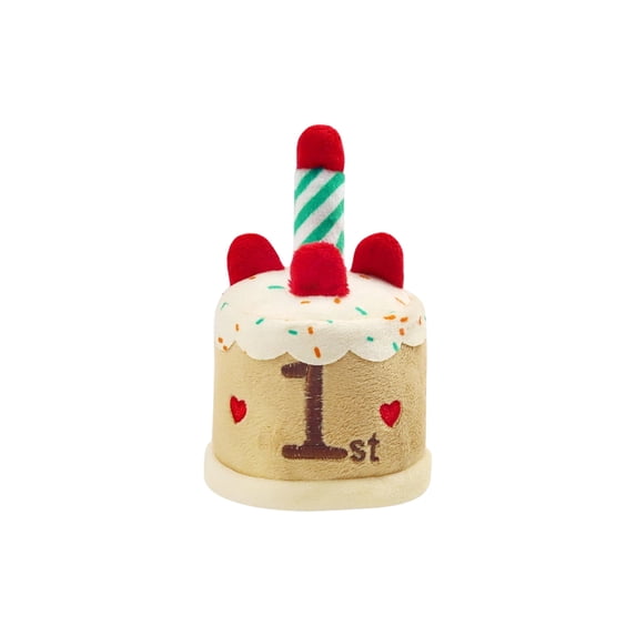 Moonsky Plush Birthday Cake Dog Toy with Squeaker for Interactive Celebration and Chewing Relief for Small Pets