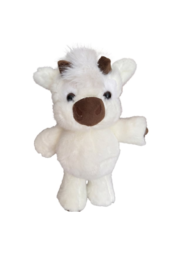 Plush Creative Running Highland Cow Soft Toy for Modern Home Decoration and Animal Lover Collector White