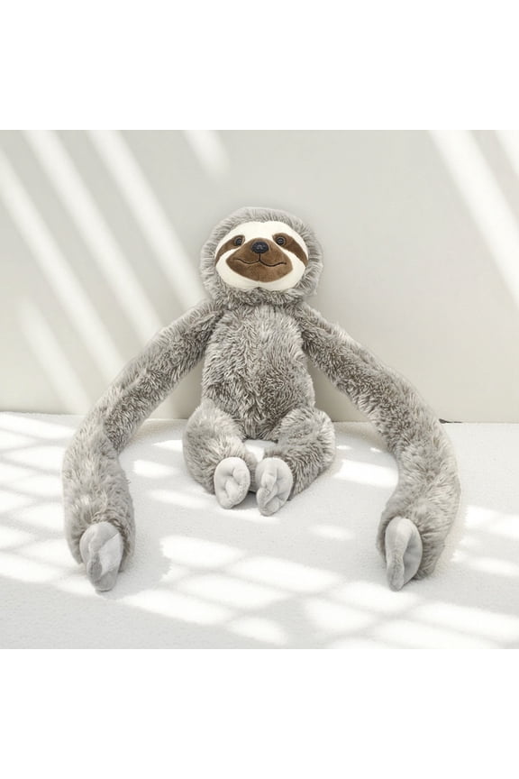Plush Realistic Long-Armed Sloth Stuffed Toy for Wildlife Enthusiasts and Tropical Room Decor 19.7 in Gray