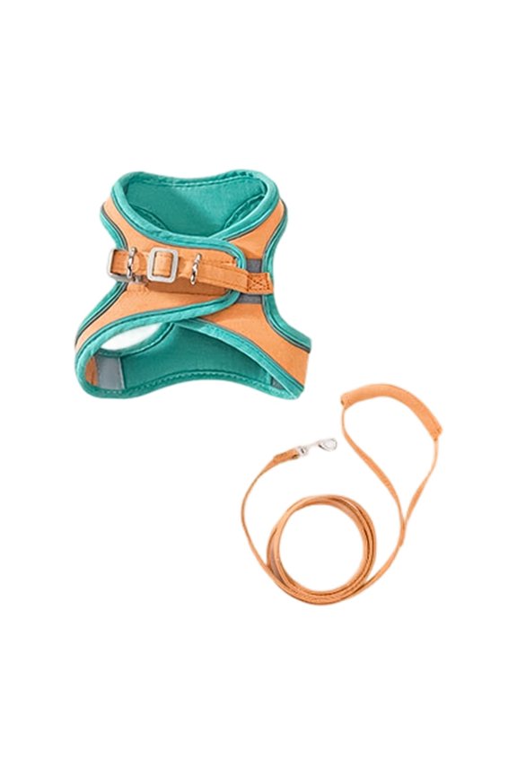 Poly-Cotton Reflective Pet Harness and Leash Set with Escape-Proof Vest Design for Safe Outdoor Walking