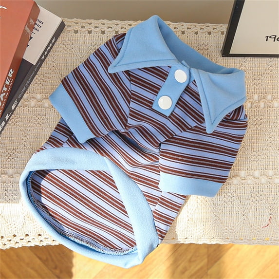 Moonsky Poly-Cotton Striped Polo Shirt for Cats and Dogs with Four-Legged Design for Classic Casual Pet Fashion