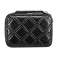 thumbnail image 1 of Moonsky Quilted Lipstick Bag, Faux Leather Cosmetic Pouch with Integrated Mirror and Zipper, Portable Jewelry Mini Travel Case for Women Black, 1 of 5