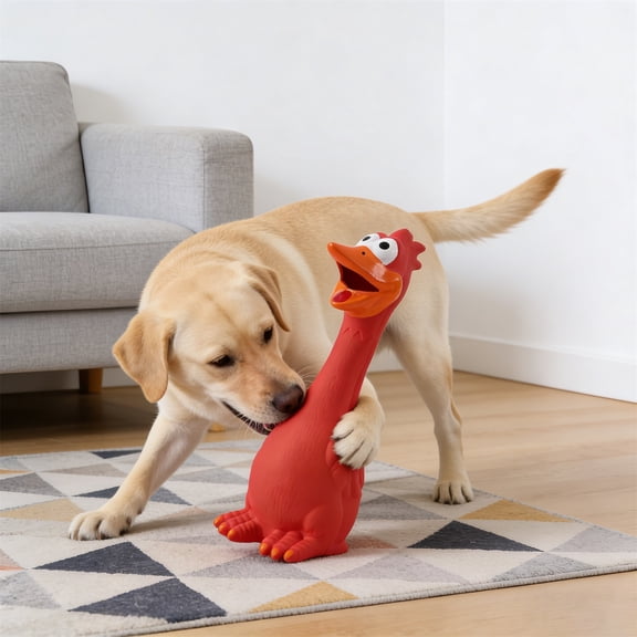 Moonsky Rubber Chick Shaped Squeaky Dog Toy for Separation Anxiety Relief and Interactive Fetch Games for All Pets, as show