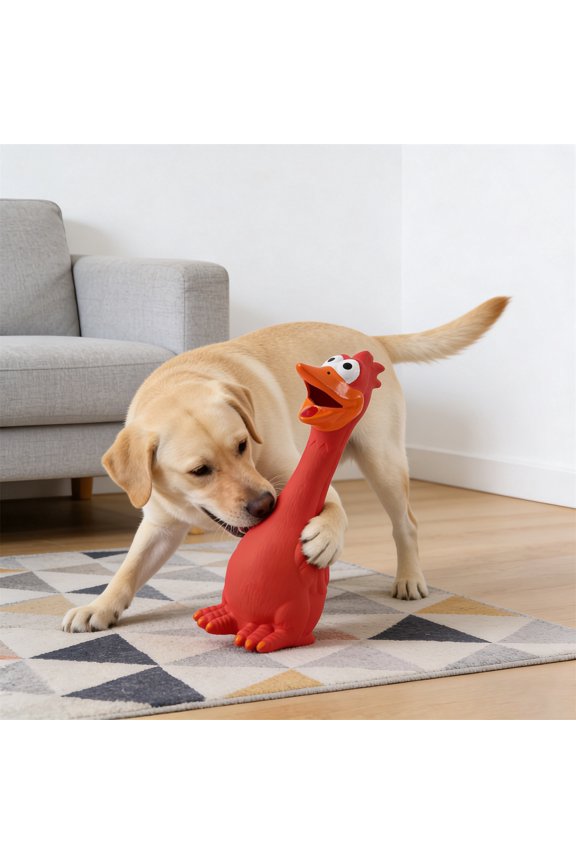 Rubber Chick Shaped Squeaky Dog Toy for Separation Anxiety Relief and Interactive Fetch Games for All Pets, as show