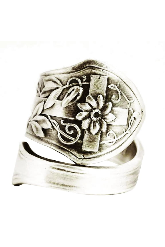 Silver Spoon Ring Floral Spoon Ring Vintage Spoon Ring fork Ring Vintage Boho Ring