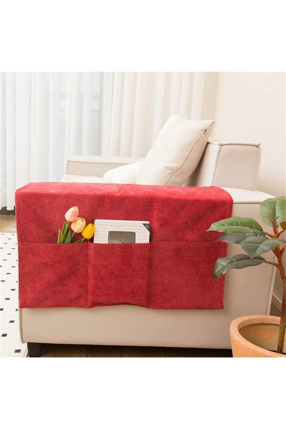 Sofa Armrest Organizer 3 Pockets Chenille Side Pockets for Snacks Glasses 24*43in(3 pockets)