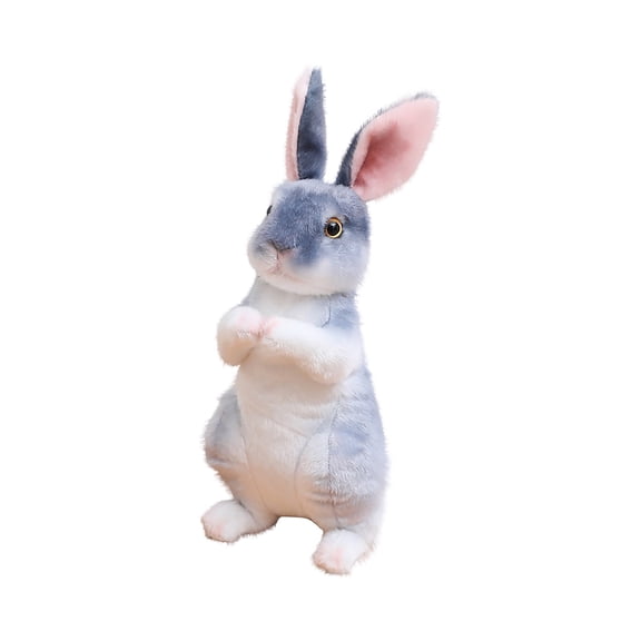 Moonsky Soft Plush Realistic Sitting Rabbit Bunny Stuffed Animal Toy Grey 7.8 in, Light Gray