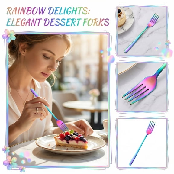 Moonsky Stainless Steel Long Handle Dessert Fork, Slim for Parfait Cake Pudding, Home Bakery Tool